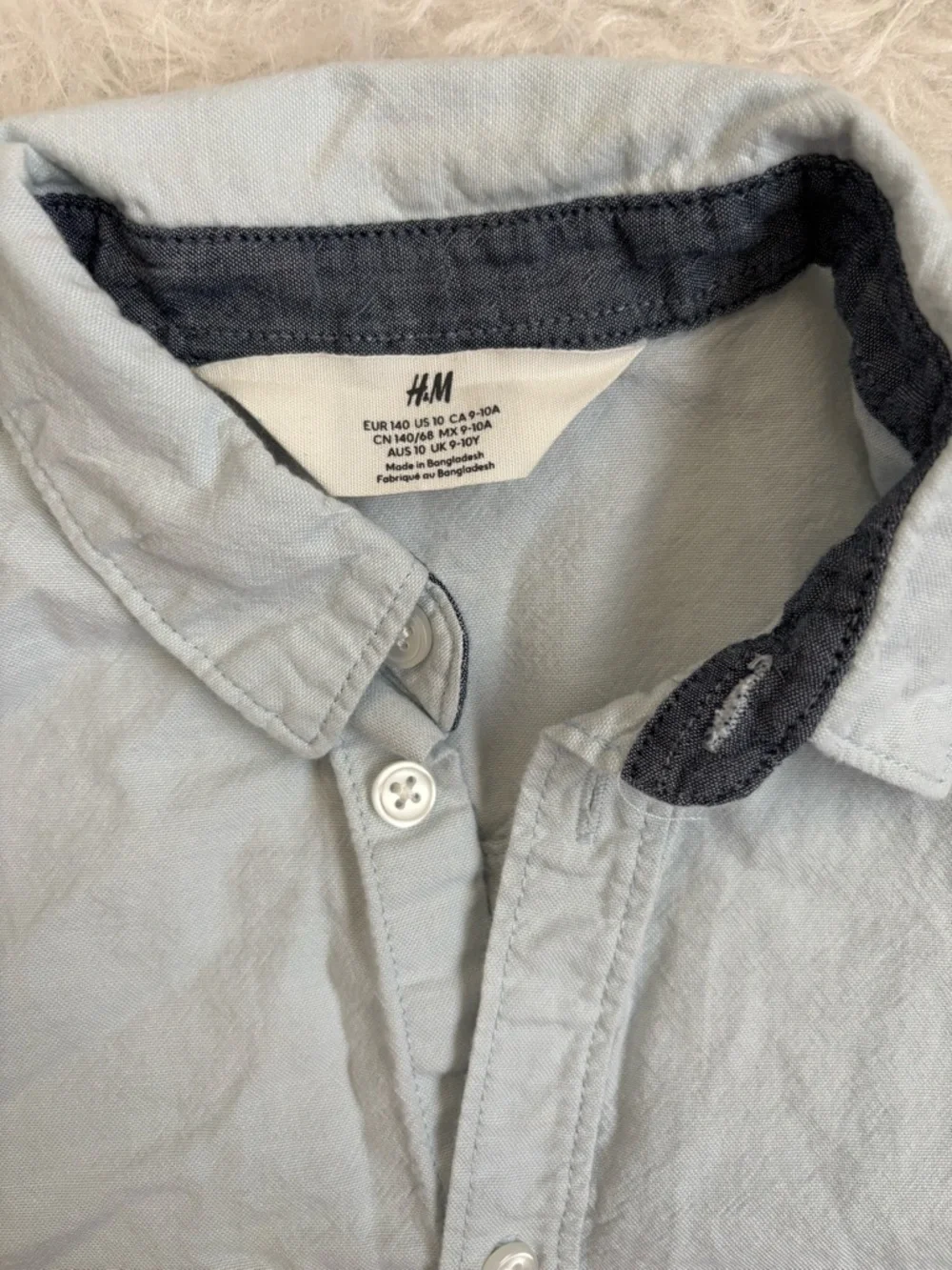 H&M Boys Pale Blue Minimalist Short Sleeve Button-Down Shirt